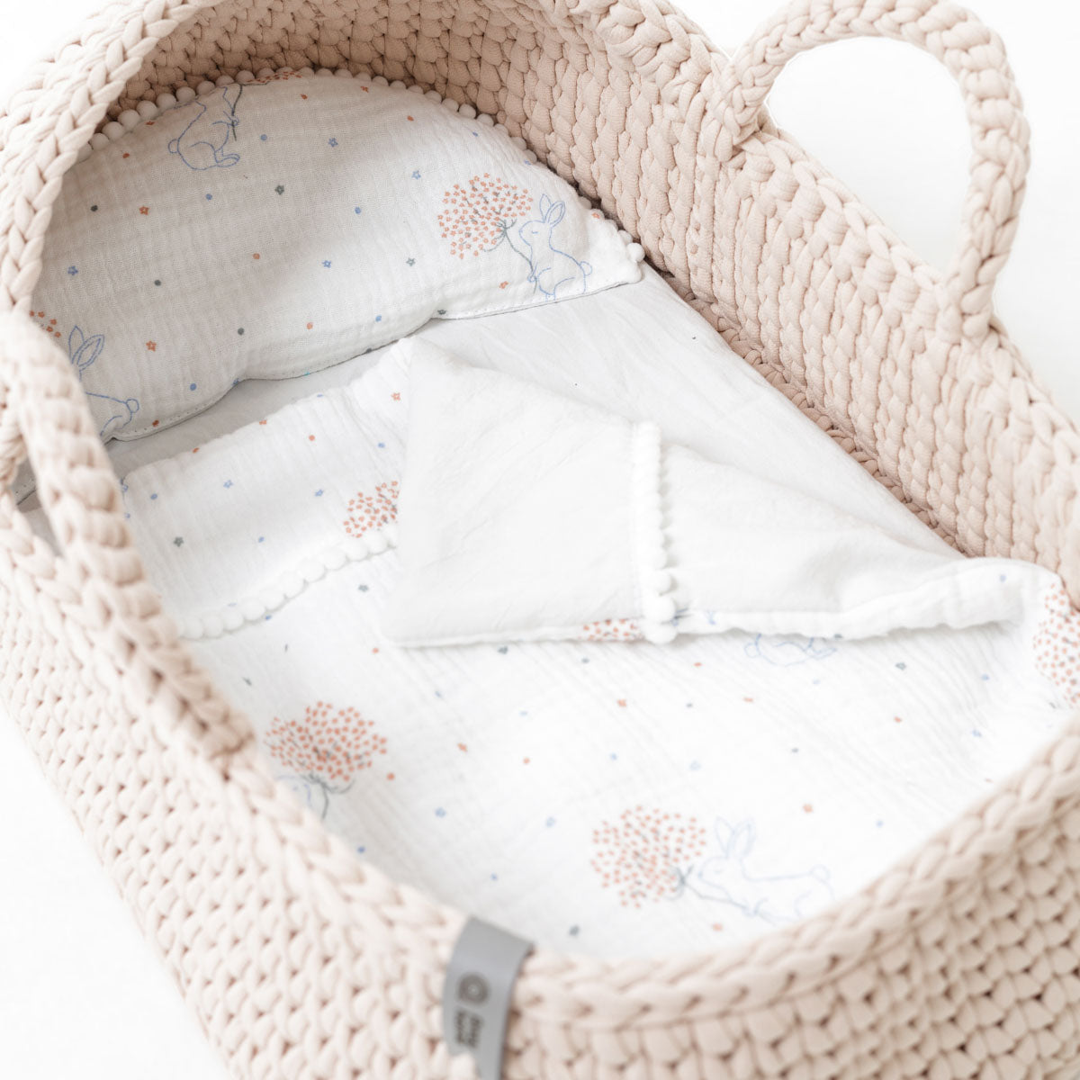 Doll Moses Basket with Rocking Stand, Pearl