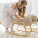 Doll Moses Basket with Rocking Stand, Pearl