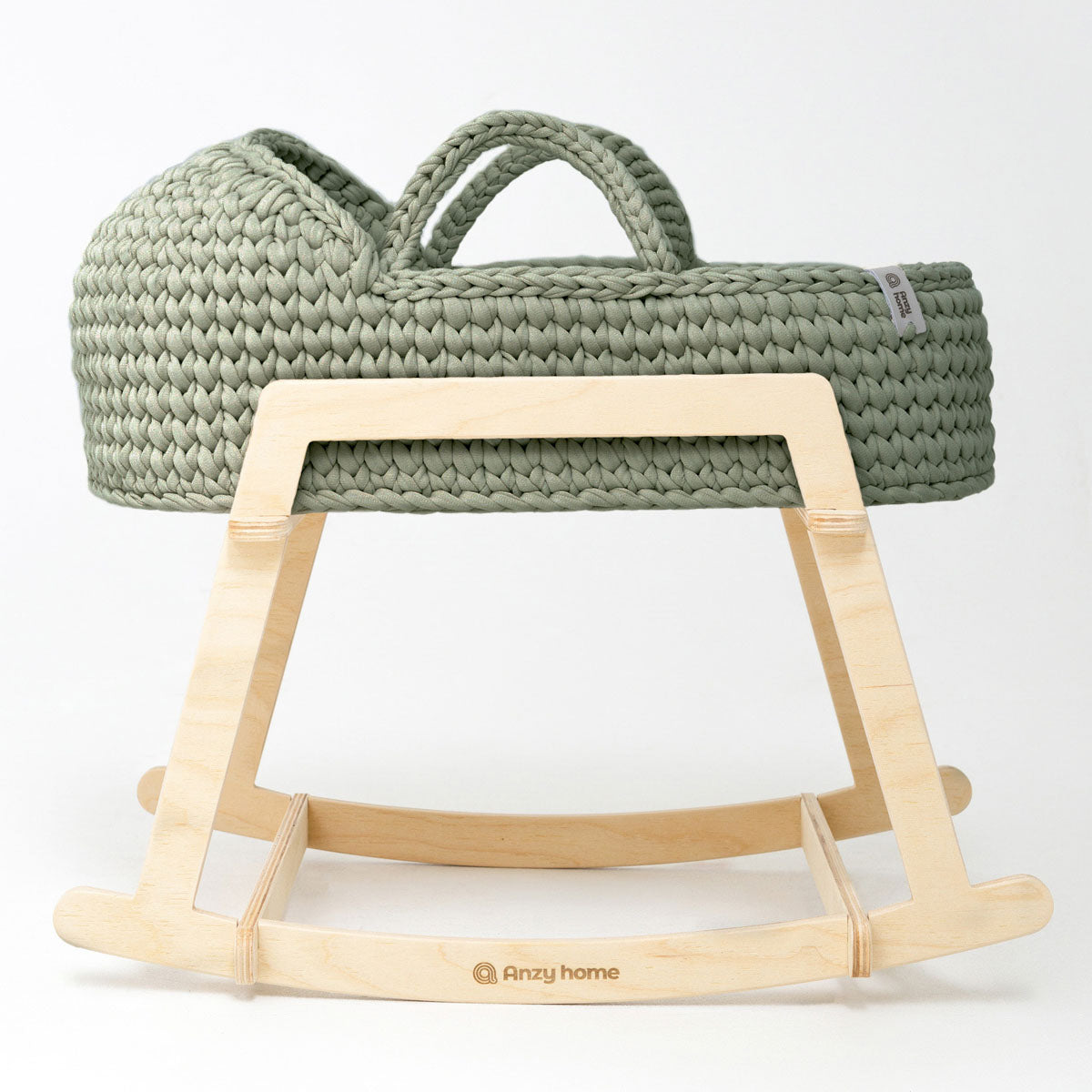 Doll Moses Basket with Rocking Stand, Sage Green