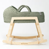 Doll Moses Basket with Rocking Stand, Sage Green