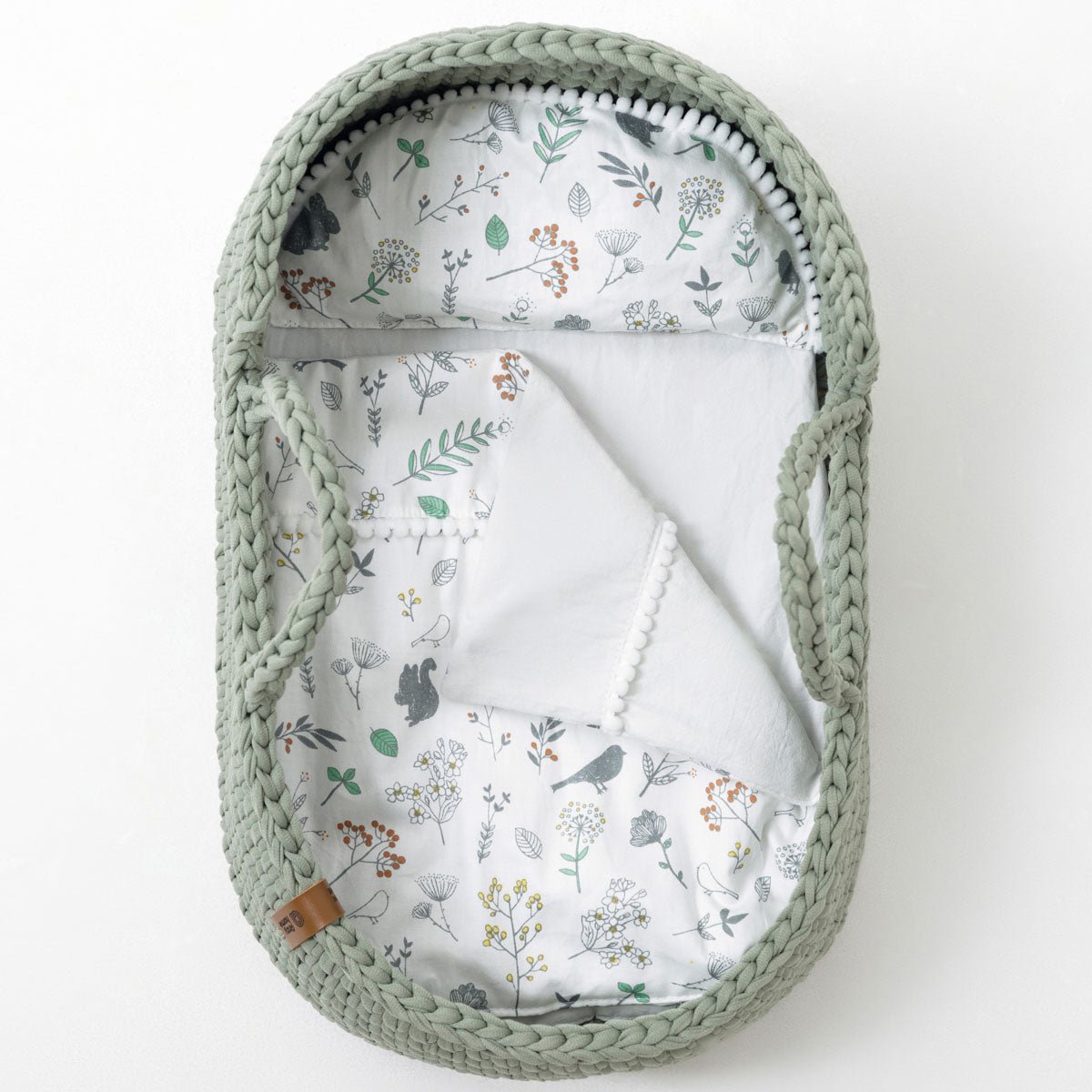 Doll Moses Basket with Rocking Stand, Sage Green