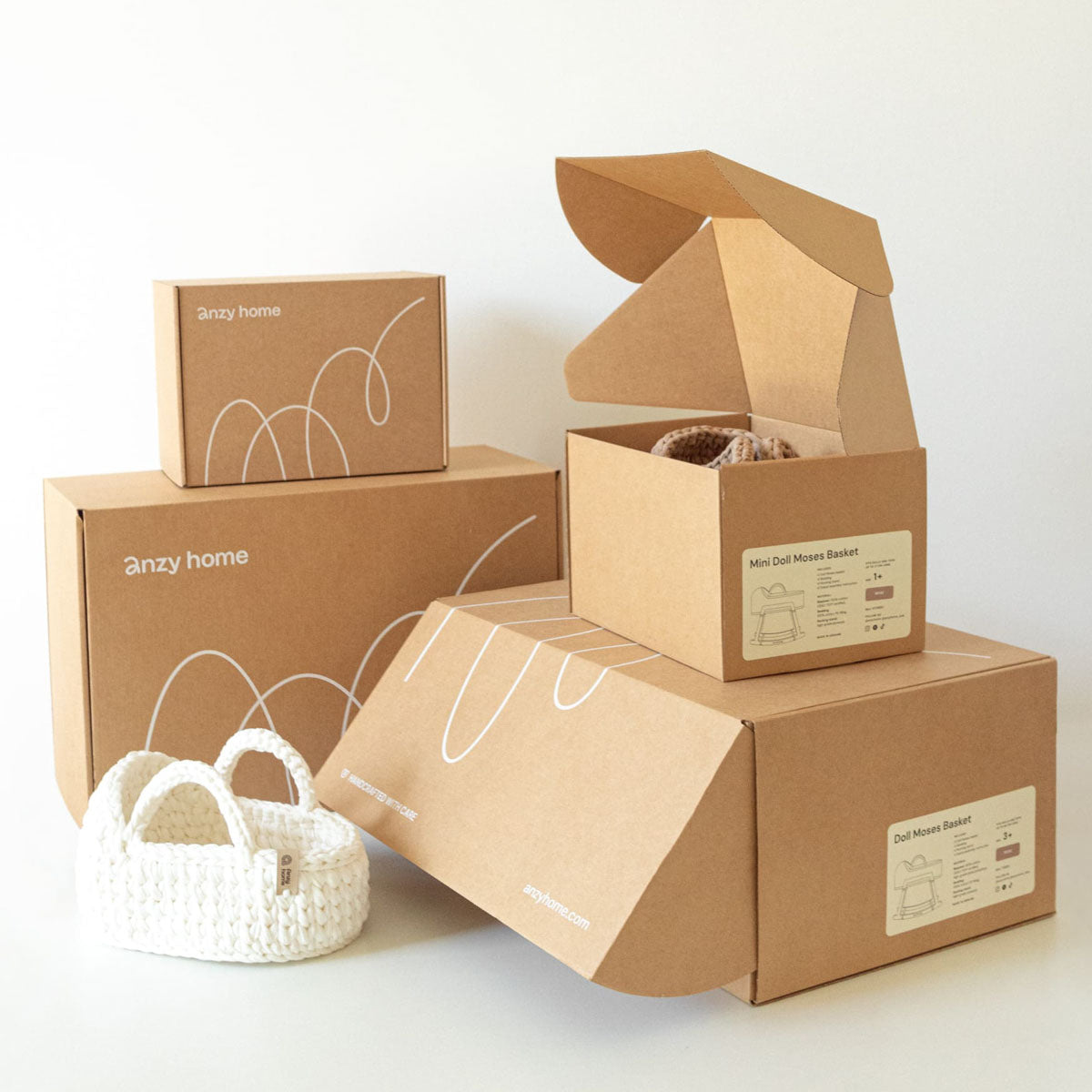 Doll Moses Basket with Rocking Stand, Pearl