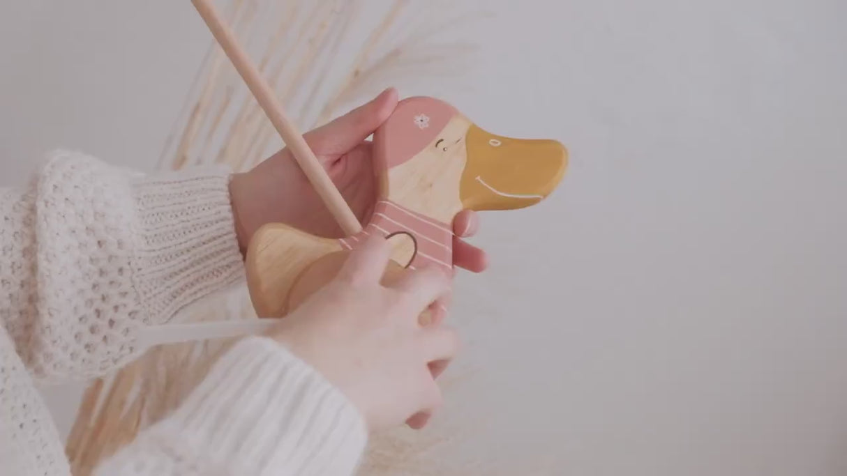 Wooden Push Toy Duck, Pink