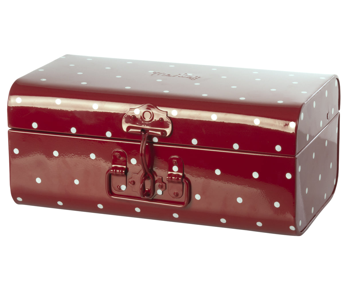 Maileg Small  Metal Storage Suitcase, Red with Dots