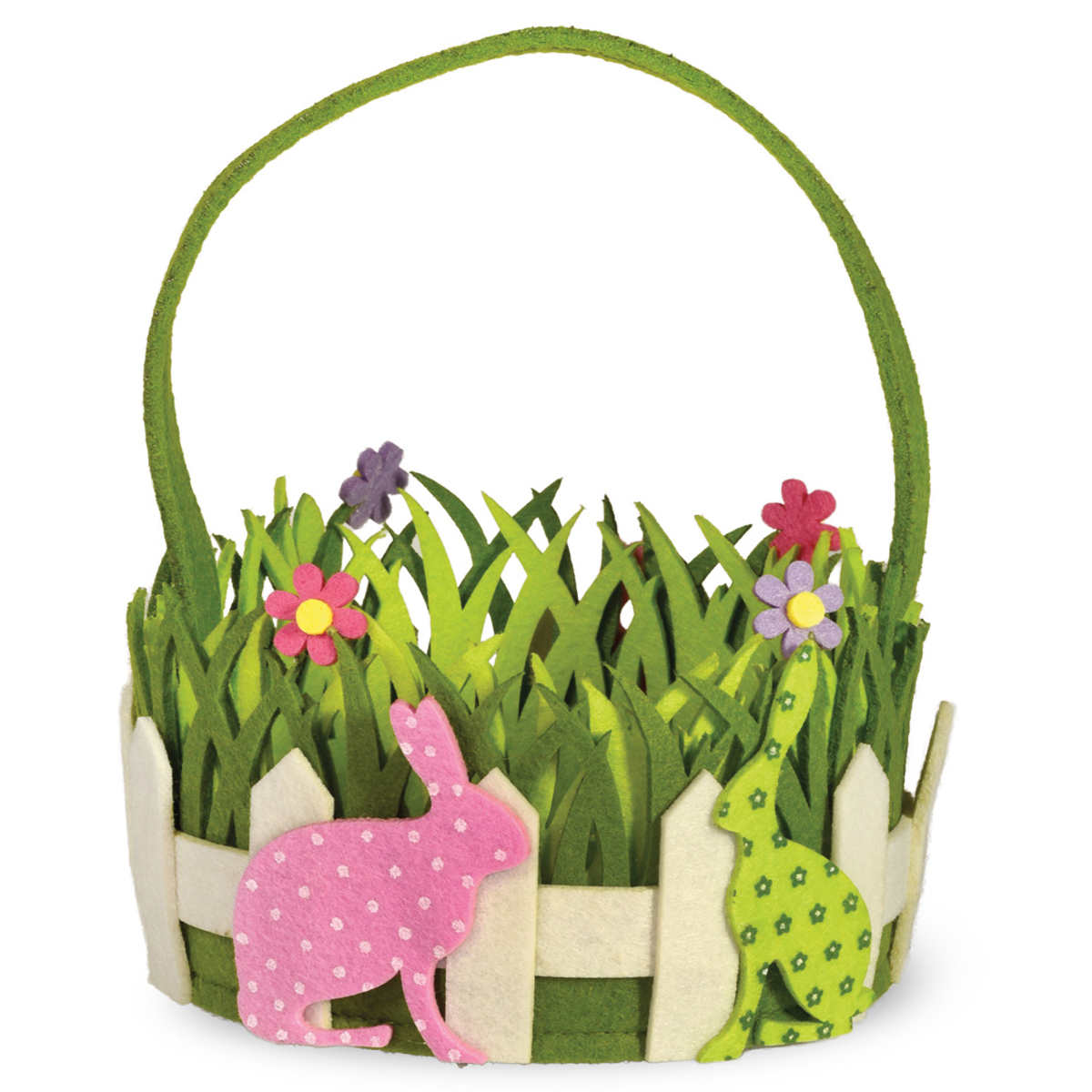 Garden with Bunnies Felt Easter Basket