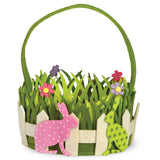 Garden with Bunnies Felt Easter Basket