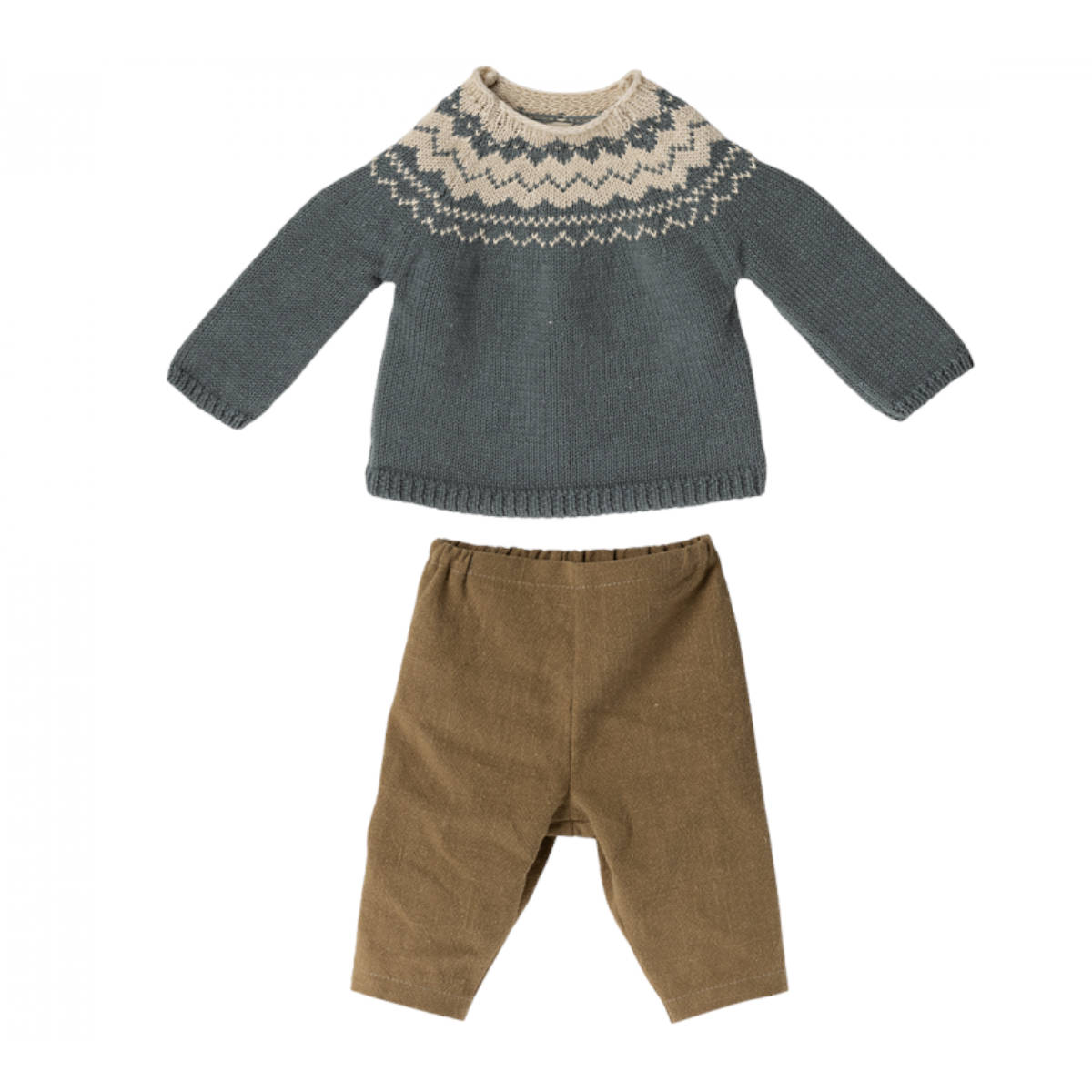 Maileg Size 5 Doll Clothes, Fair Isle Sweater & Pants
