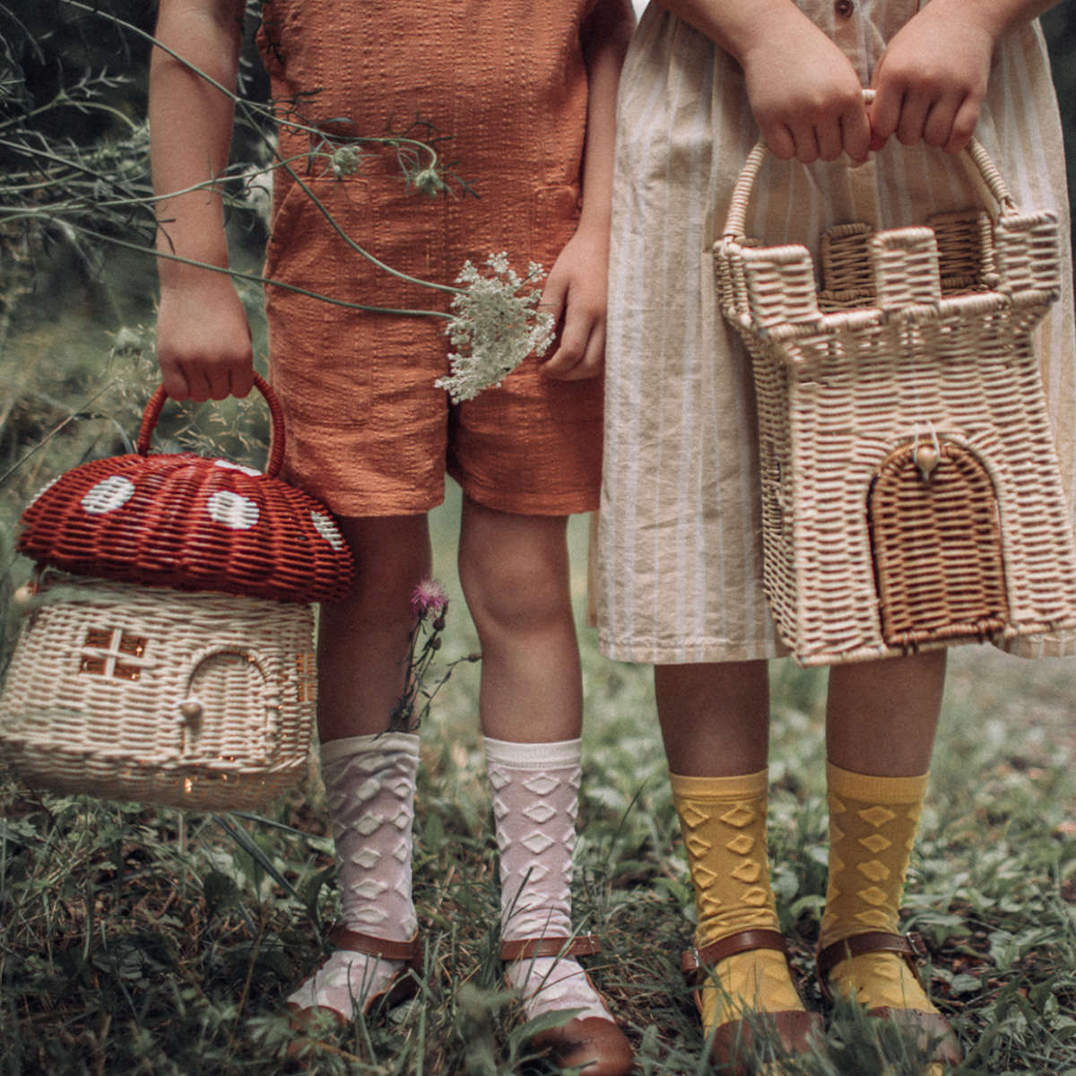 Olli Ella Mushroom Basket Bag, Red My Sweet Muffin