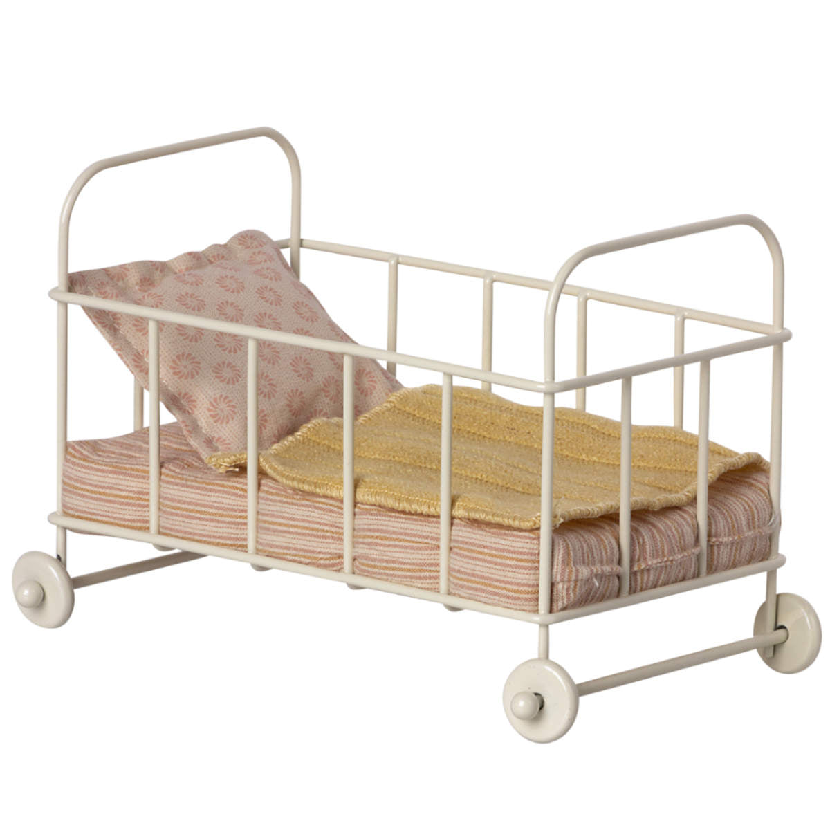 Maileg Metal Doll Crib with Bedding, Rose