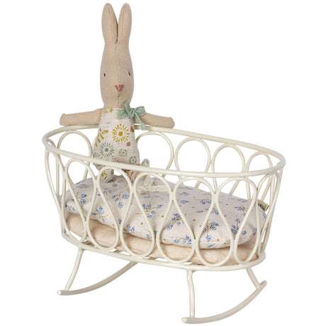 Maileg Metal Doll Rocking Cradle with Sleeping Bag, Blue