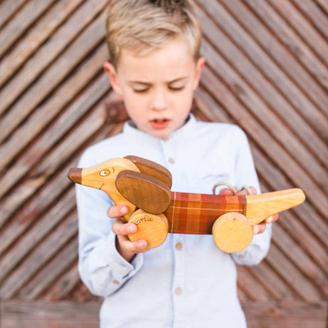 Wooden Pull Toy Dog, Dachshund