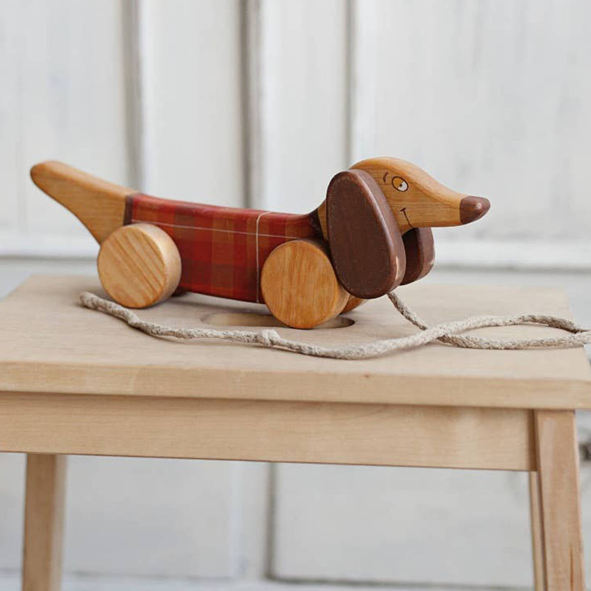 Wooden Pull Toy Dog, Dachshund