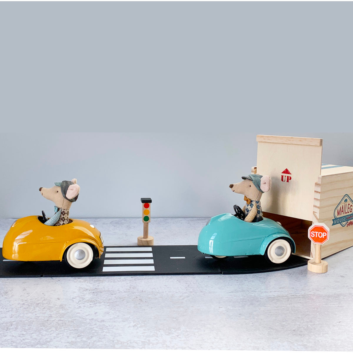 Maileg Mouse in a Car with Garage - Final Sale