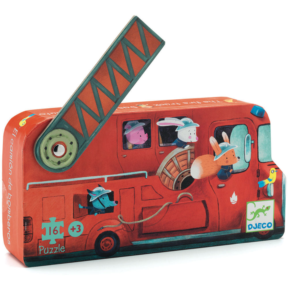 Djeco 16pcs Mini Puzzle, Fire Truck