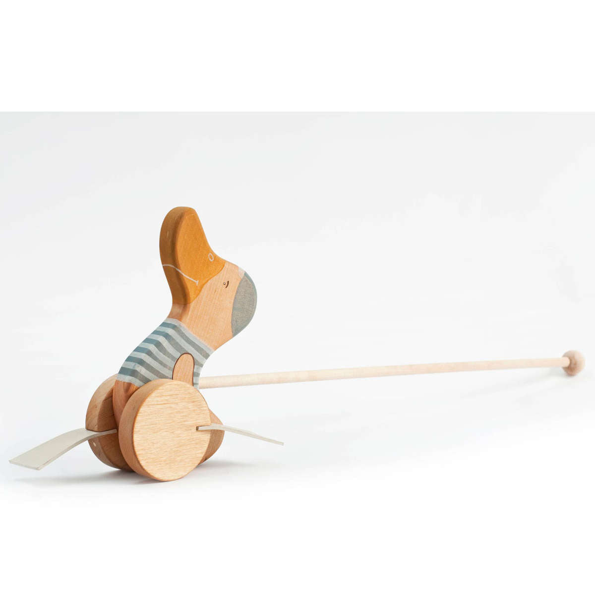 Wooden Push Toy Duck, Blue