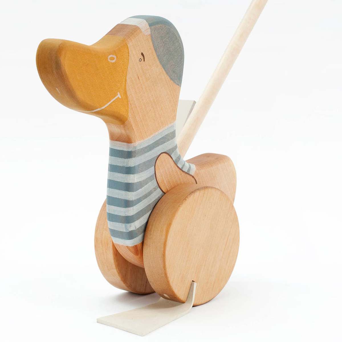 Wooden Push Toy Duck, Blue